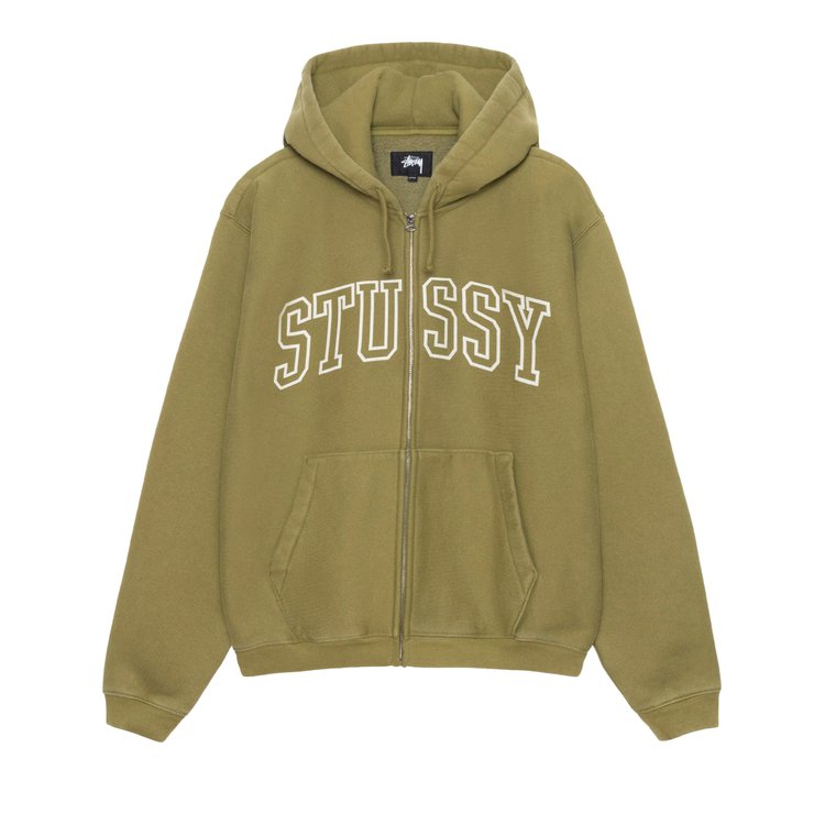 

Худи Stussy Outline Zip Hoodie, зеленый