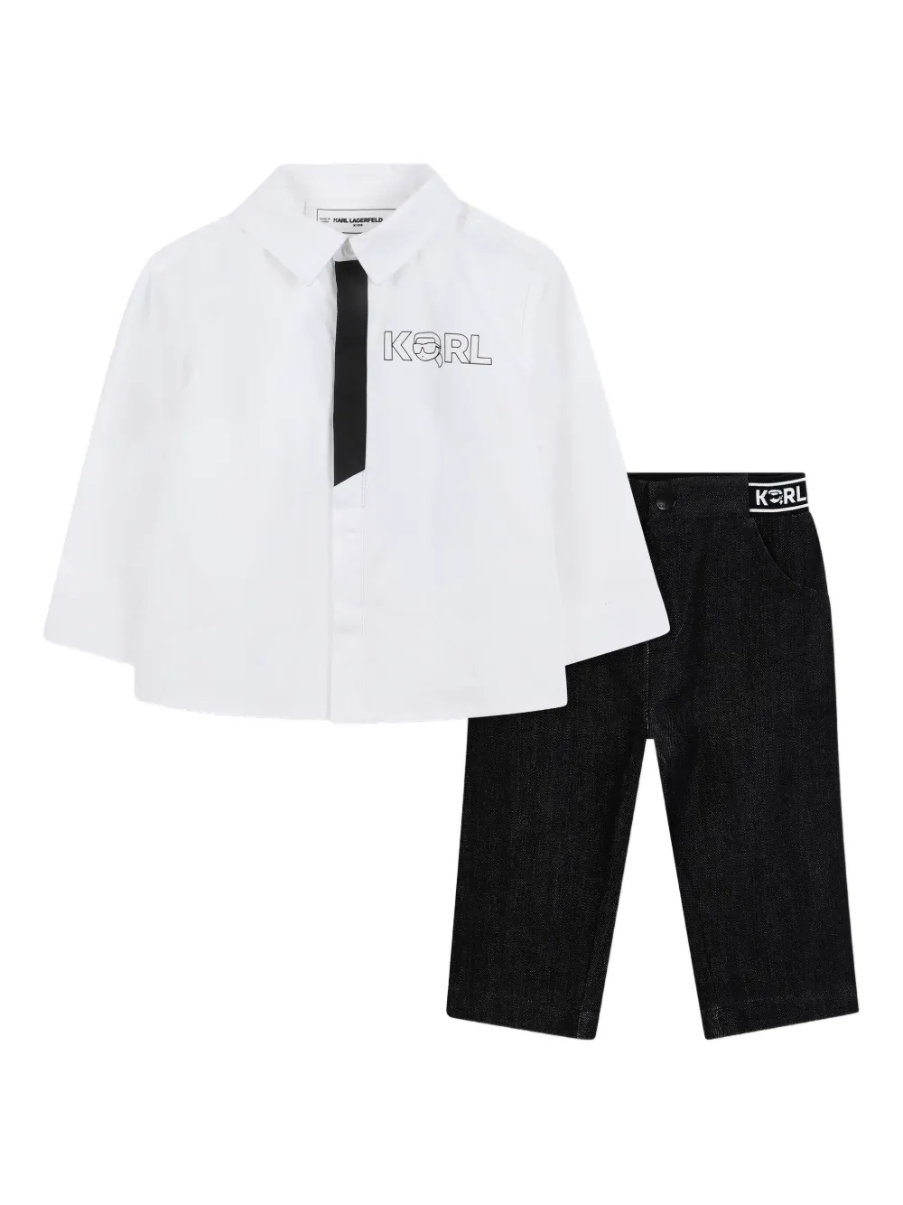 

Комплект из топа и джинсов с логотипом KARL LAGERFELD KIDS, черный