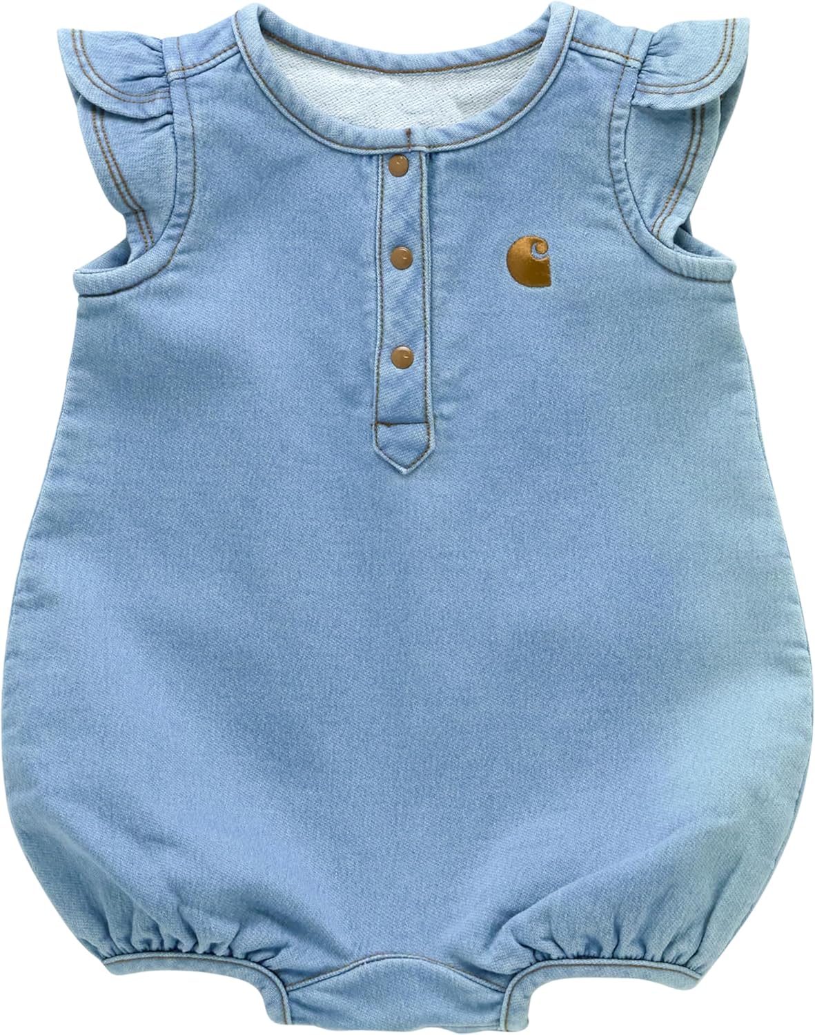 

Carhartt baby-girls короткий рукав деним хенли комбинезон, Light Wash
