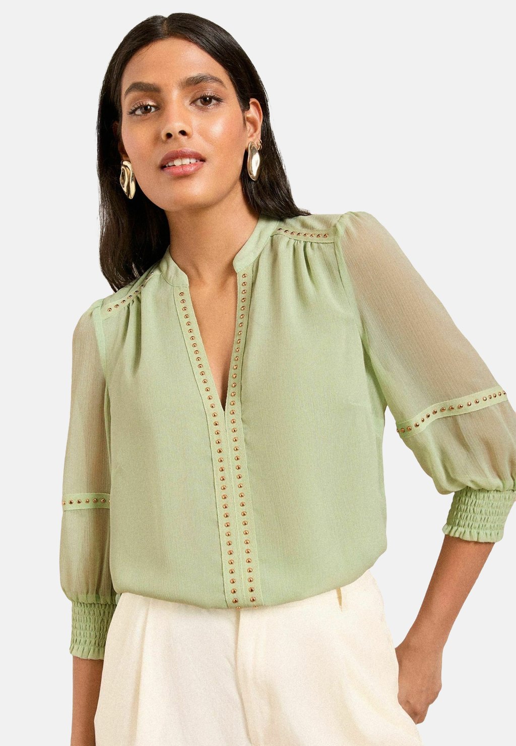 

Блуза REGULAR FIT - V-NECK HARDWARE LONG SLEEVE Love & Roses, зеленый