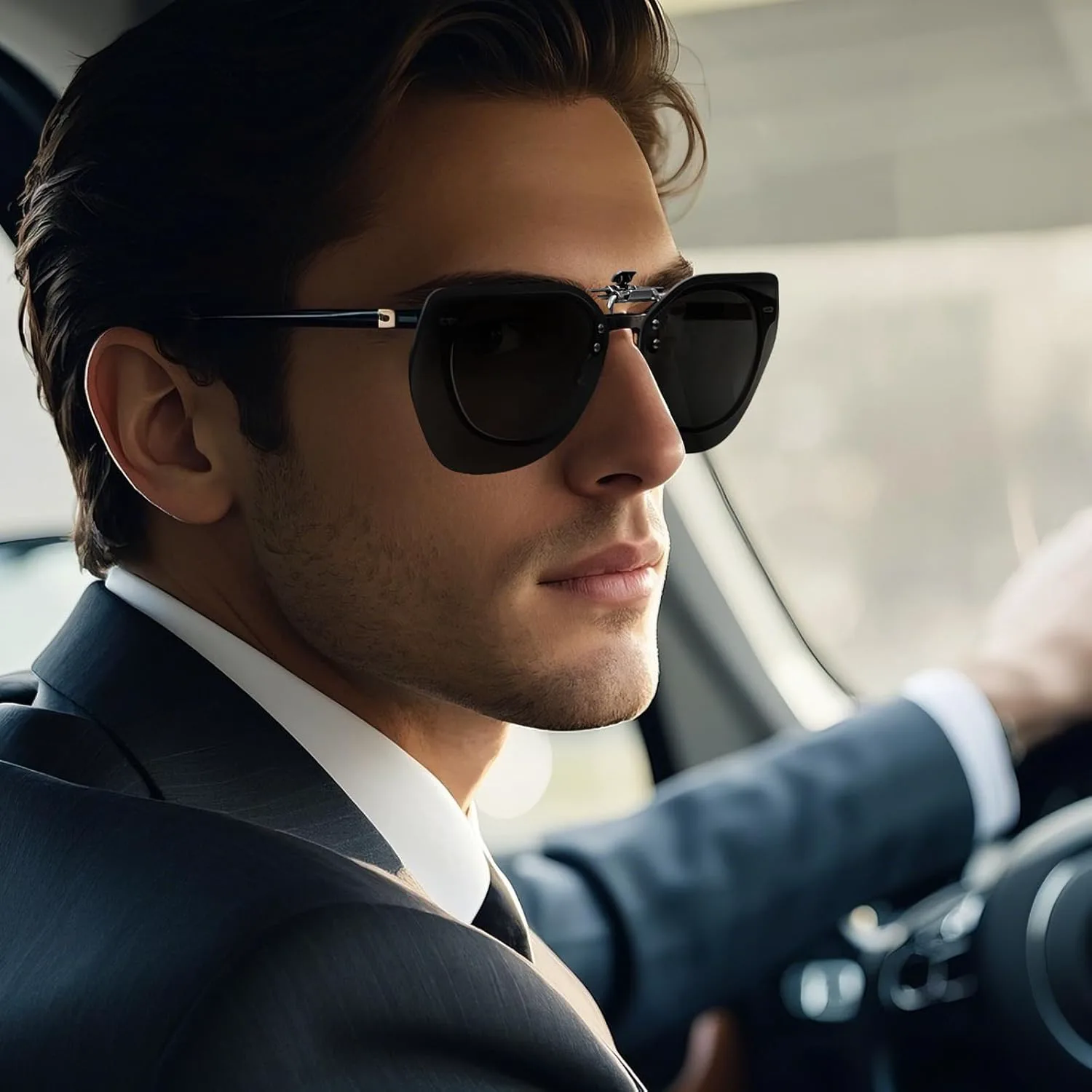 

Поляризованные солнцезащитные очки-клипсы для мужчин и женщин, универсальная посадка поверх очков с диоптриями, в комплекте с футляром LADYPONYCSC, Grey Mirrored