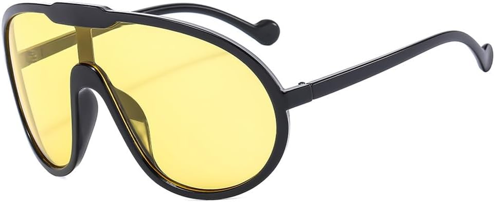 

Винтажные цельные солнцезащитные очки для женщин и мужчин, желтые, увеличенного размера, женские солнцезащитные очки с защитой от УФ-излучения UV400 VFDHN, Black Yellow