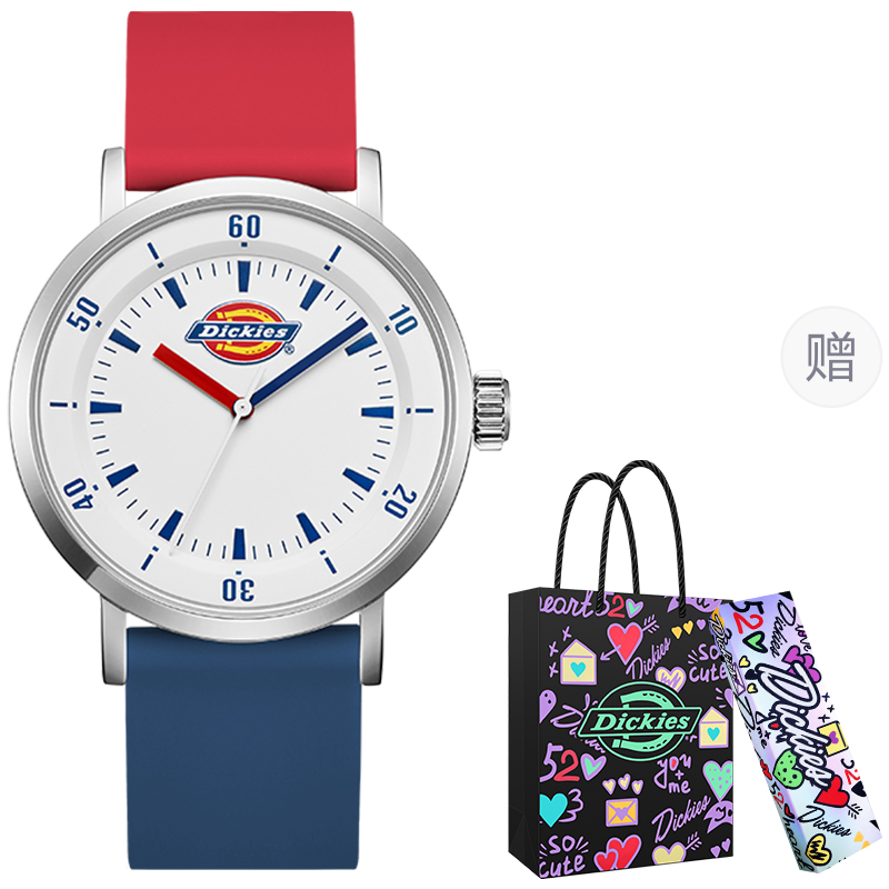 

Dickies Наручные часы кварцевый механизм силиконовый ремешок белый циферблат унисекс коробка лимитированная серия