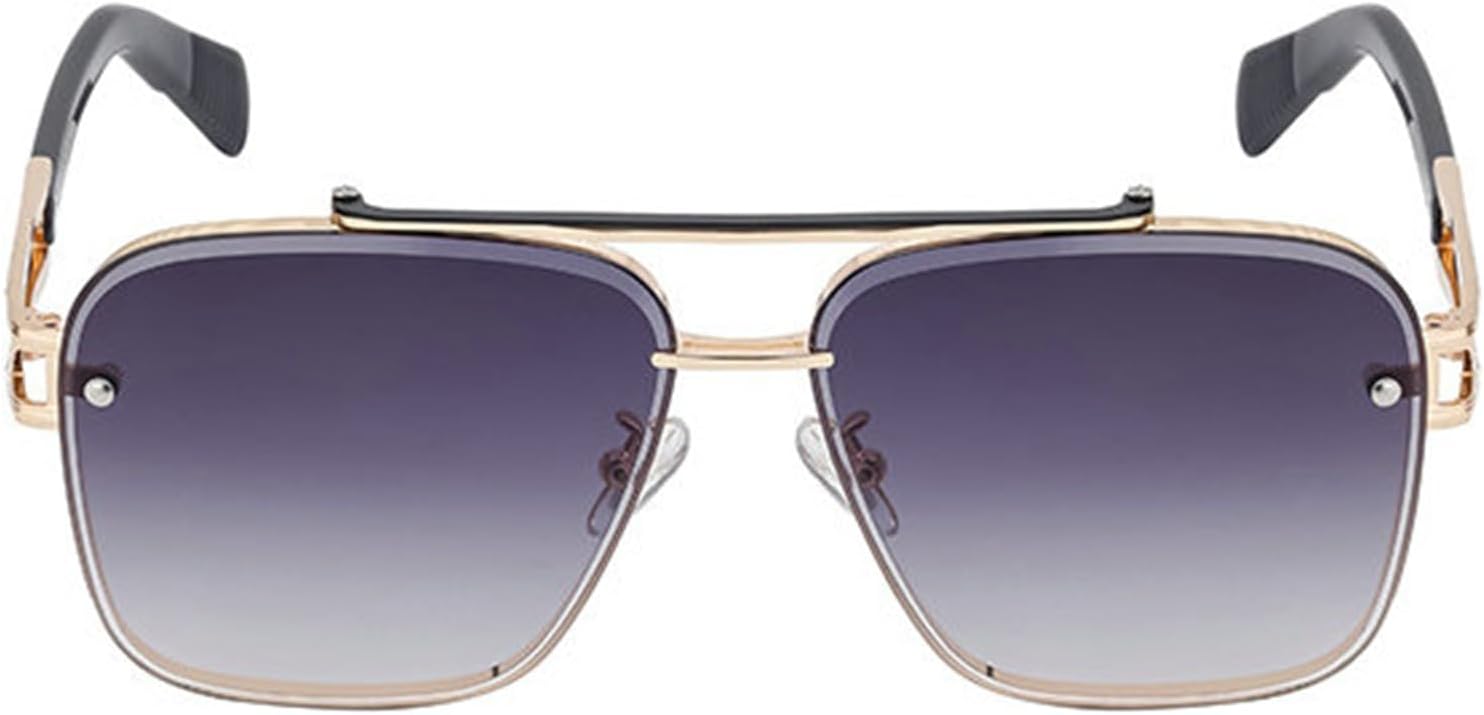 

Солнцезащитные очки Willochra Retro Metal Double Bridges Pilot для женщин, модные темно-зеленые квадратные очки с защитой от УФ-излучения UV400 для мужчин, панк-очки, C1