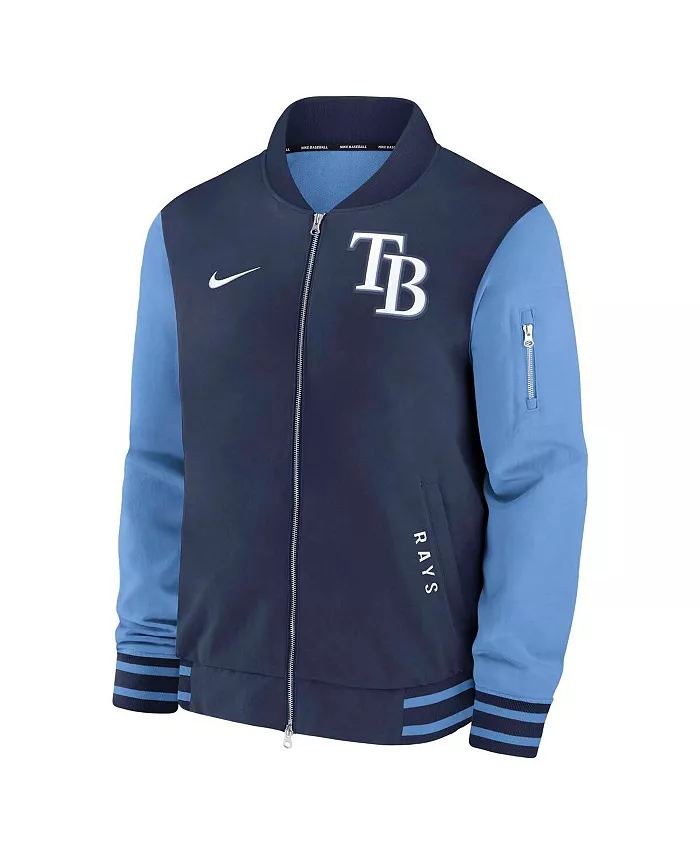 Мужская бомбер-куртка Tampa Bay Rays Authentic Collection Dugout на молнии, цвет темно-синий/светло-голубой Nike — фото 3