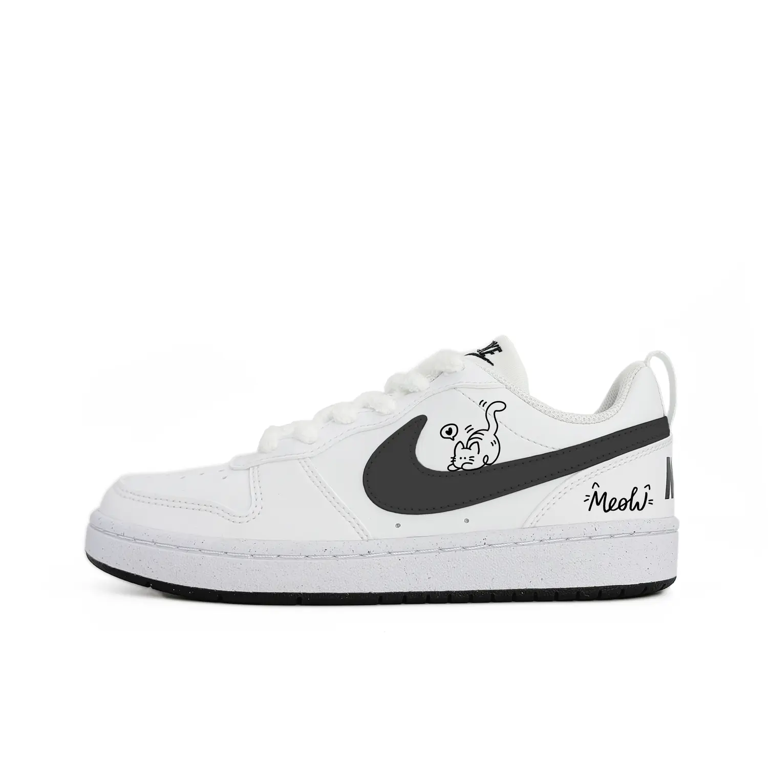 

Nike Court Borough Cute Meowth устойчивые к истиранию скейтерские кроссовки Black White для подростков