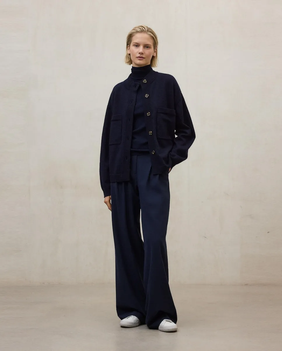 

Женский джемпер с круглым вырезом и передними карманами Ecoalf, синий