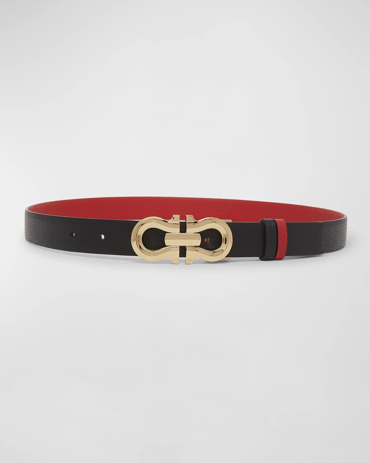 

Двусторонний кожаный ремень Gancio Contour Ferragamo, цвет Nero Flame Red