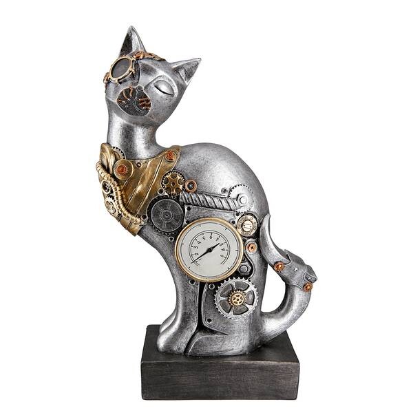 

Декоративная скульптура GILDE Steampunk Cat, серебряный