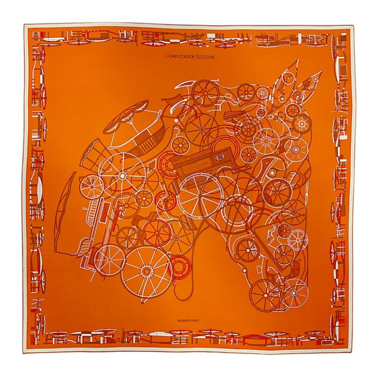 

Шелковый шарф Mulberry Женский Тыквенно-желтый HERMES