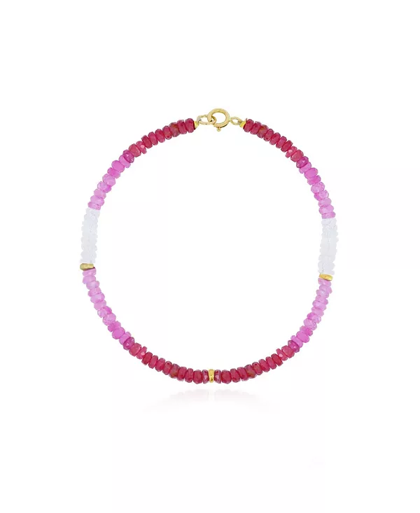 

Браслет из рубиновых бусин с эффектом омбре, 14-каратное золото The Lovery, ruby