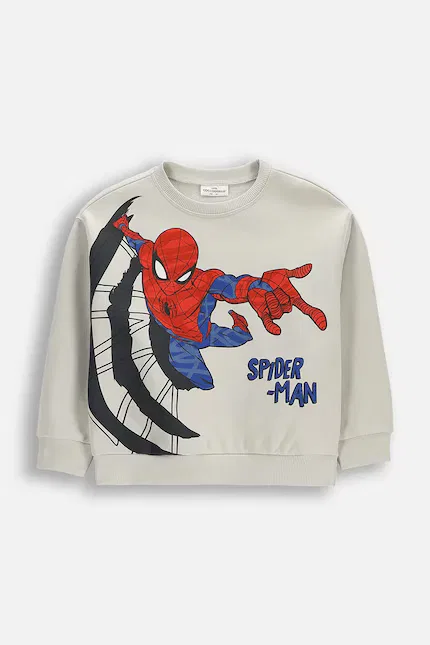 Худи детское с принтом Spider-Man Coccodrillo, серый