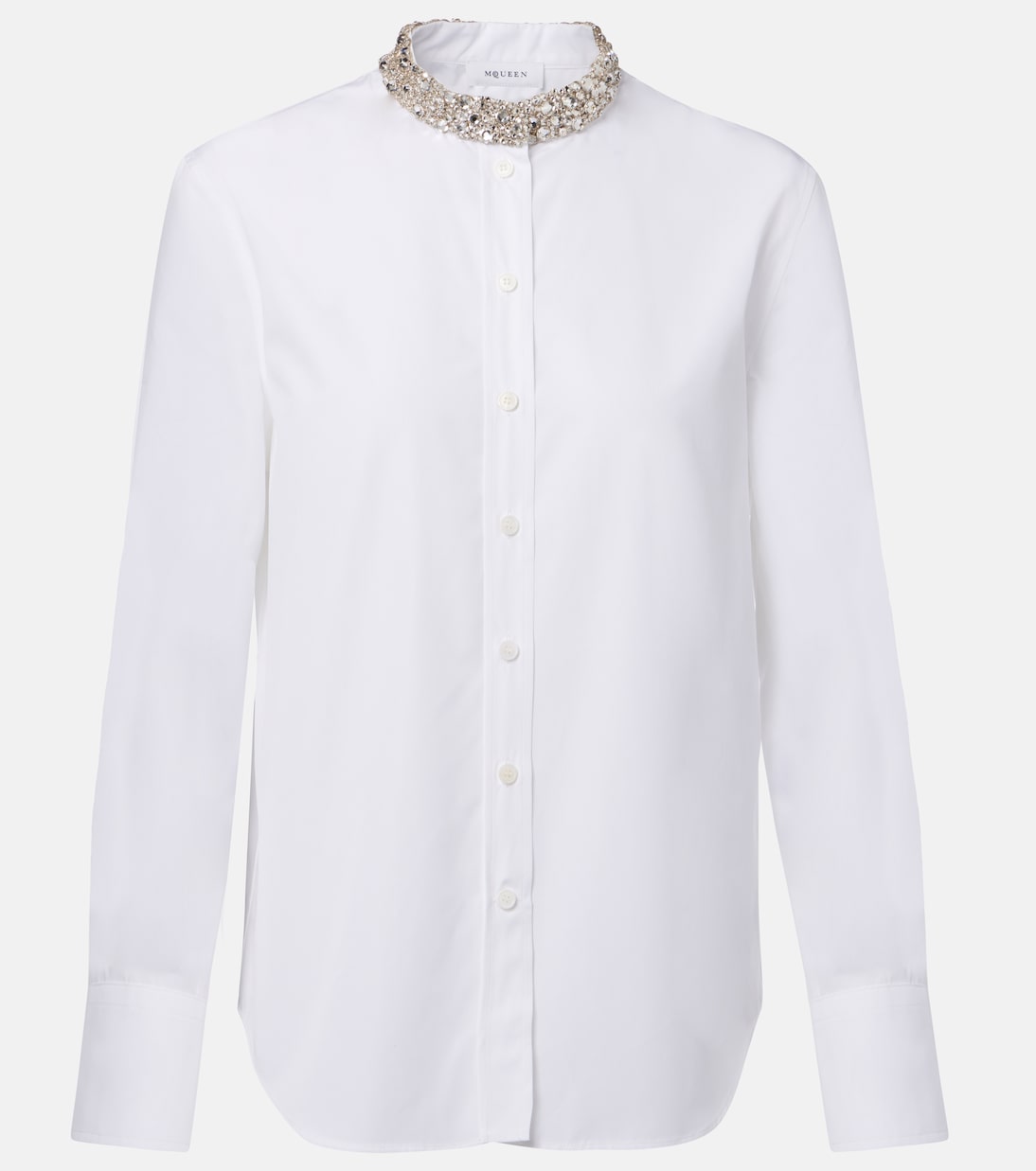 

Хлопковая рубашка с кристаллами McQueen, Optical White