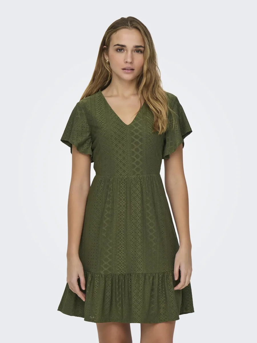 

Платье ONLY из джерси "ONLSANDRA S/S V-NECK DRESS JRS", цвет Ivy Green