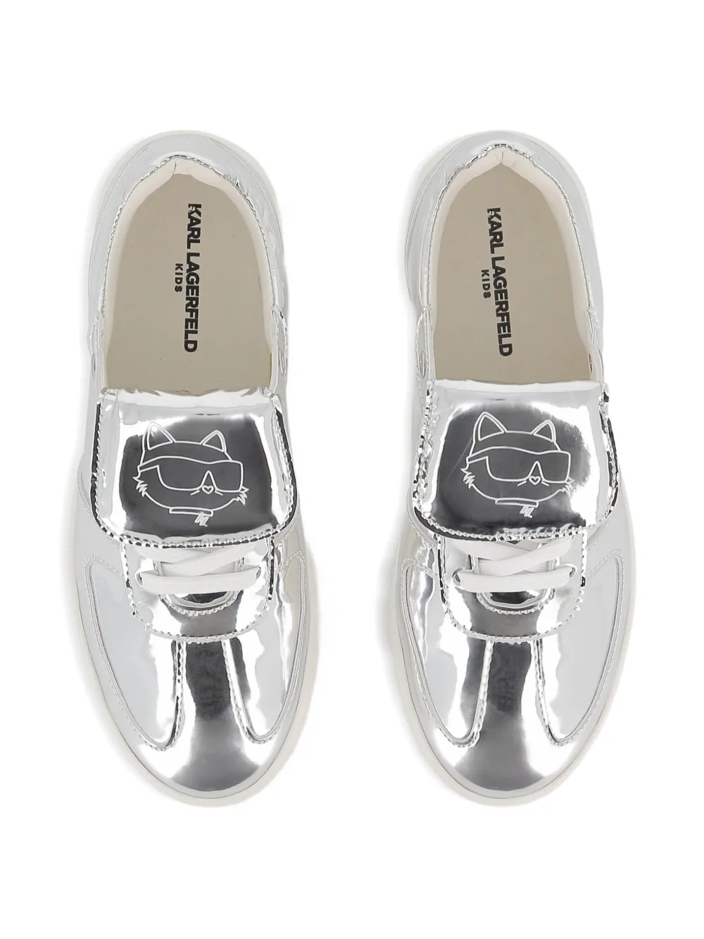 Кроссовки с эффектом металлик Karl Lagerfeld Kids, серебряный — фото 4