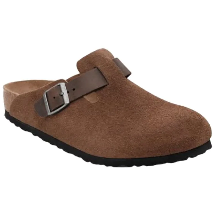 Сабо с пряжкой из замши Birkenstock, коричневый — фото 3