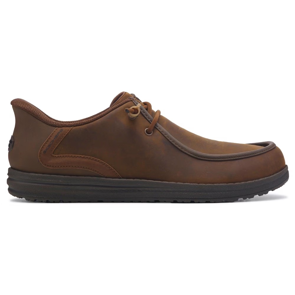 Slip-Ins melson кожаные мокасины без шнурков Skechers, dark brown — фото 2
