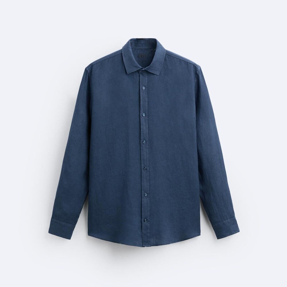 

Рубашка Zara 100% Linen, темно-синий