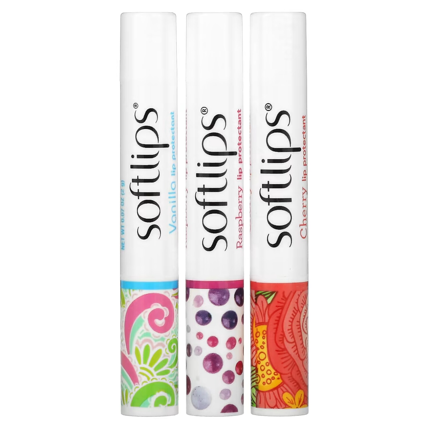

Защитное средство для губ Softlips вишня, малина, ваниль