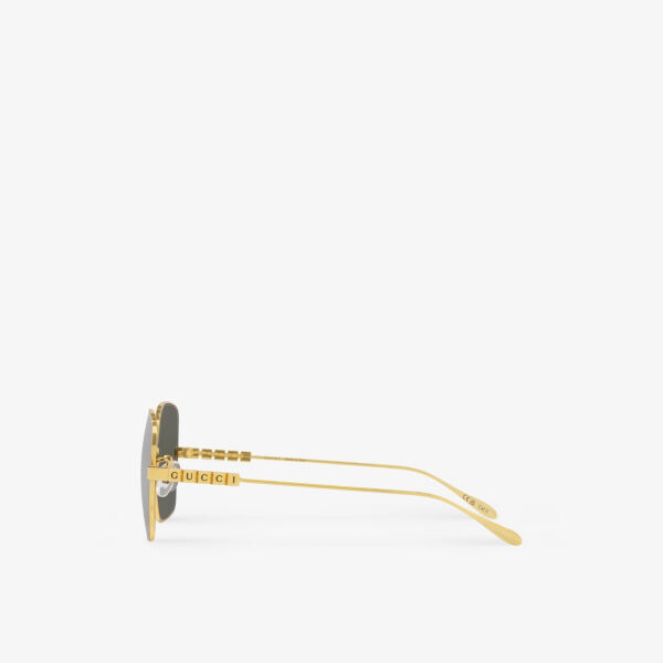 Gc002133 gg1434s солнцезащитные очки в квадратной оправе из металла Gucci, золотой — фото 4