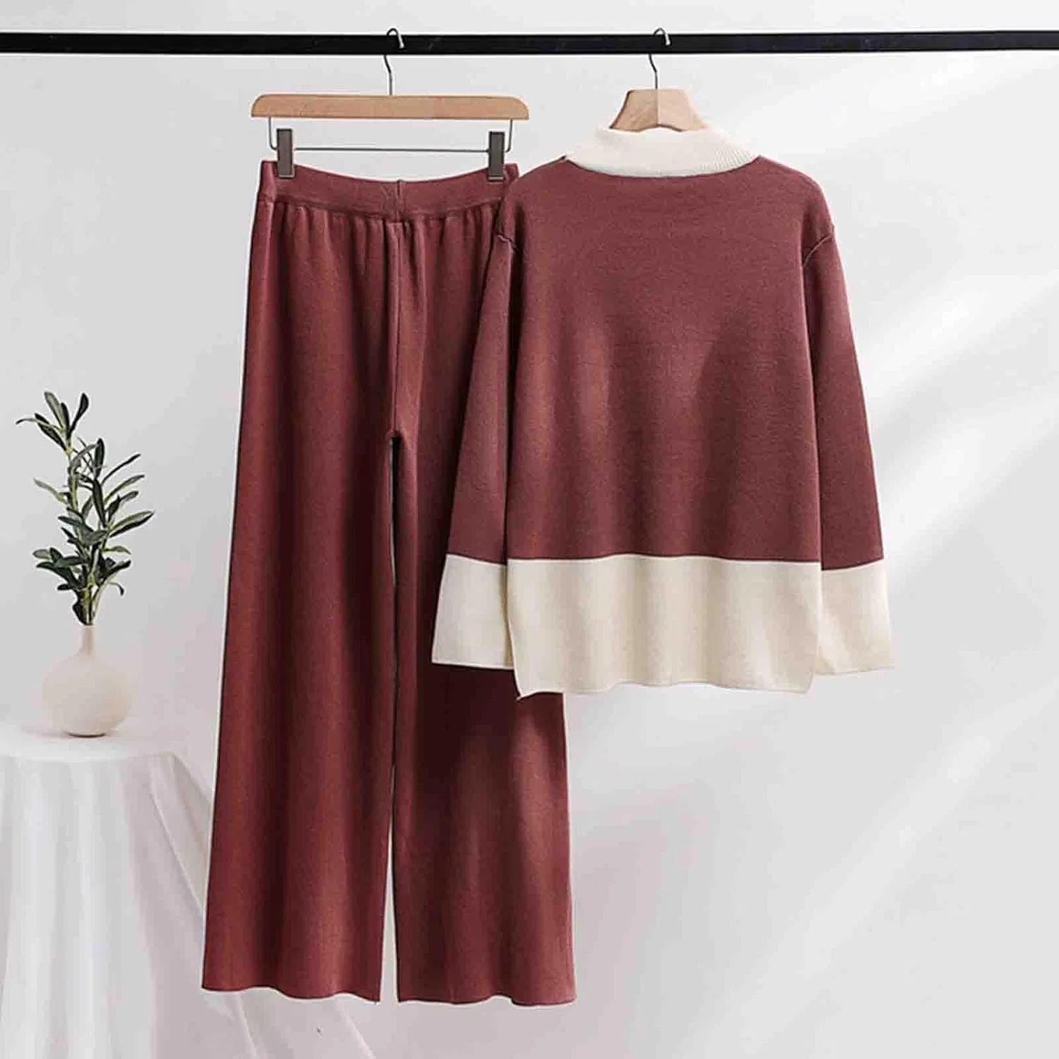 Женский спортивный костюм Ribbed Knit, 2 предмета, красный — фото 4