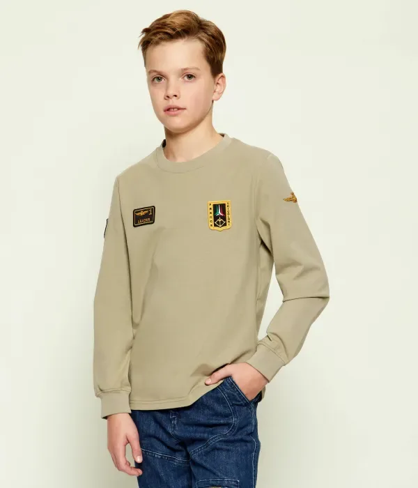 Лонгслив regular fit Aeronautica Militare, зеленый