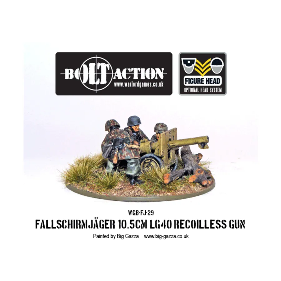 

Безоткатное орудие Fallschirmjager 10,5 cm LG40 с расчетом, Bolt Action - German - Fallschirmjager (28mm)