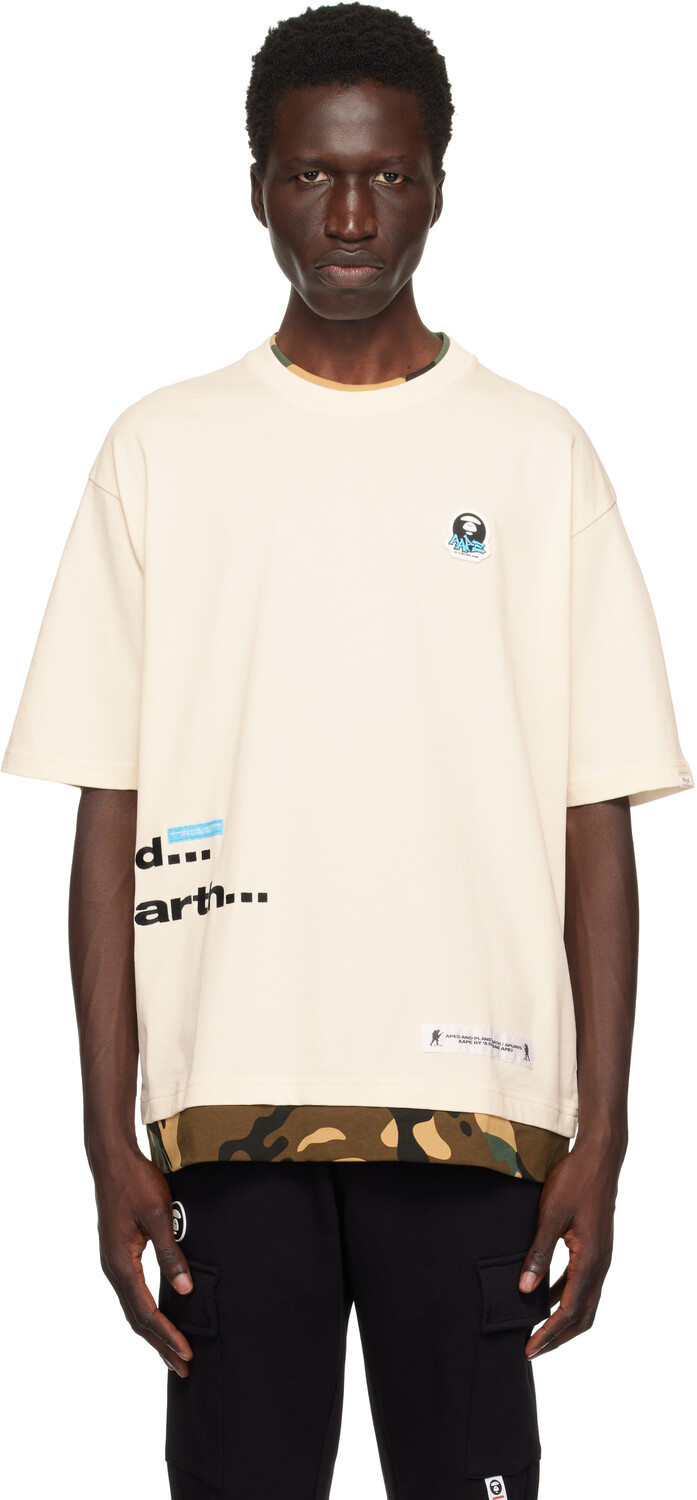 

Футболка Off-White Fancy ain AAPE by A Bathing Ape, слоновая кость