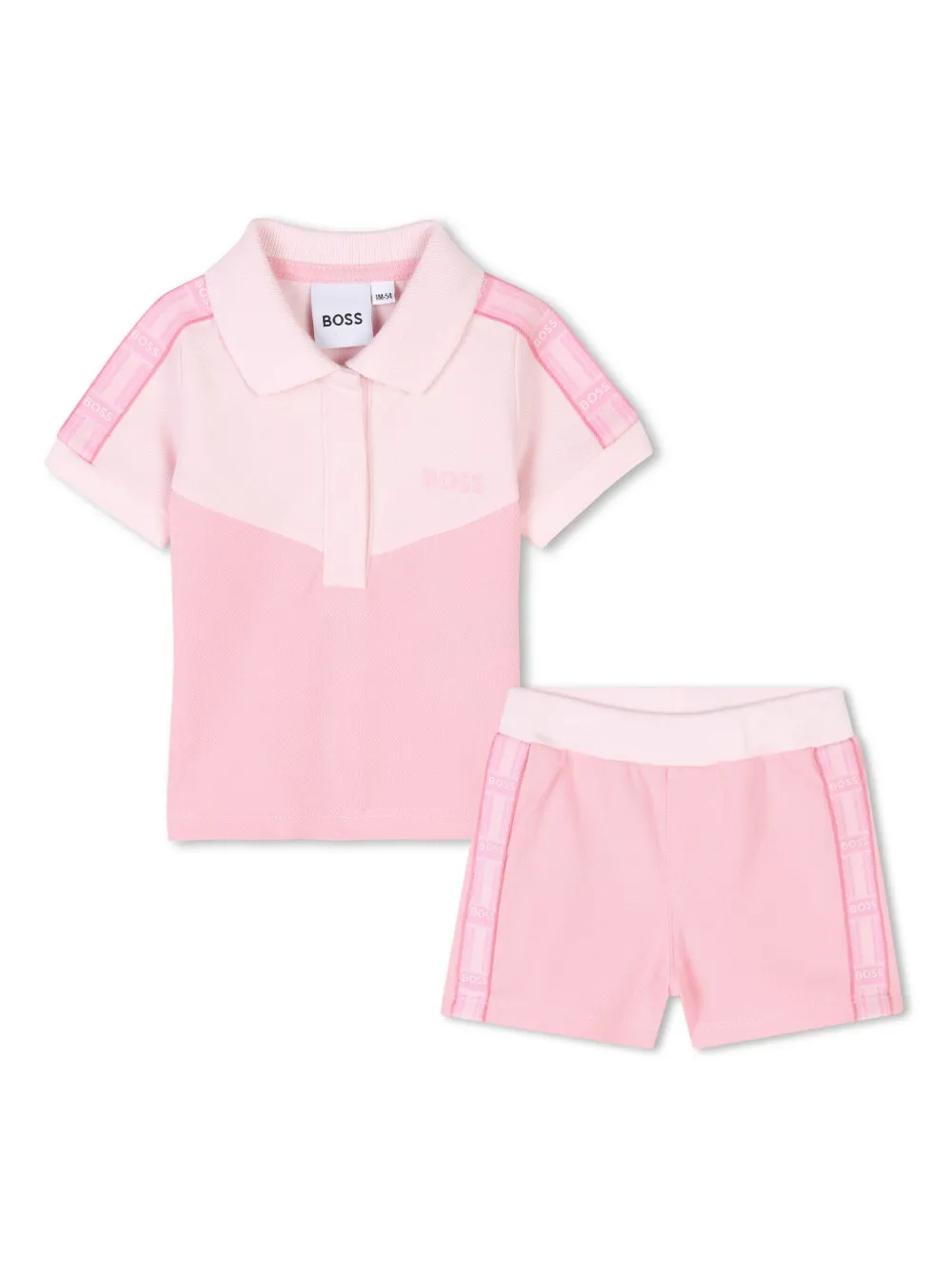 

Комплект из футболки и шортов с вышитым логотипом BOSS Kidswear, розовый