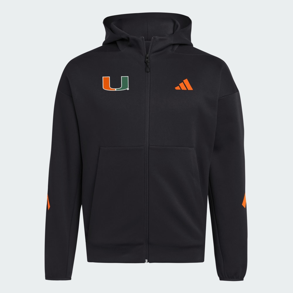 

Худи Adidas Miami Hurricanes Full Zip Player Travel ZNE Hoodie, цвет Black/Collegiate Orange