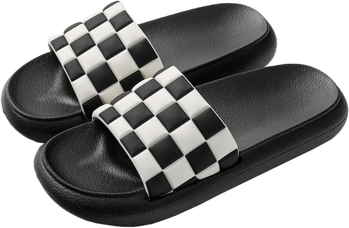 

Женские и мужские шлепанцы WIRETRAN в шахматную клетку, тапочки для душа, быстро сохнут, с толстой подошвой, нескользящие, легкие, для дома, ванной, сада и спальни, черный
