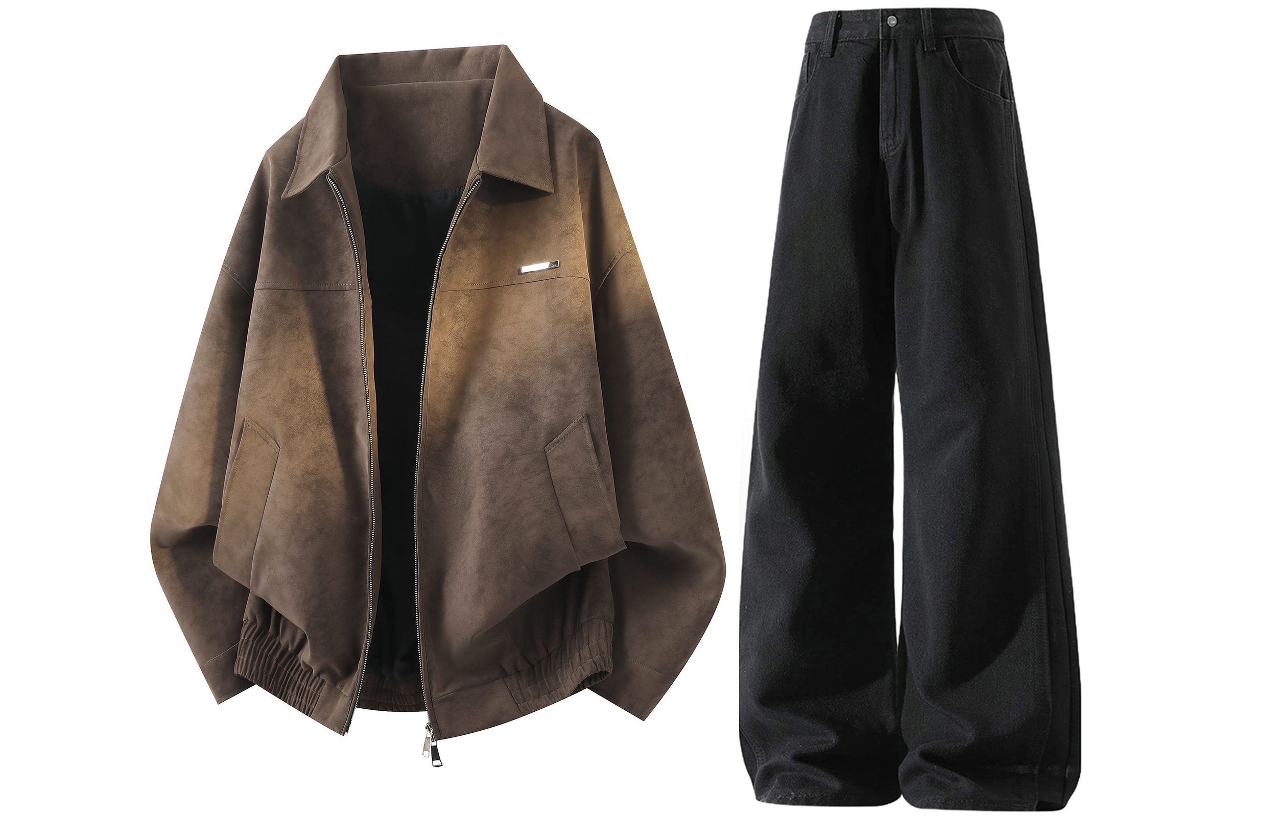 

Повседневная спортивная одежда Unisex с лацканом Lapel Moderate X1617, coffee top+желтый mud jeans