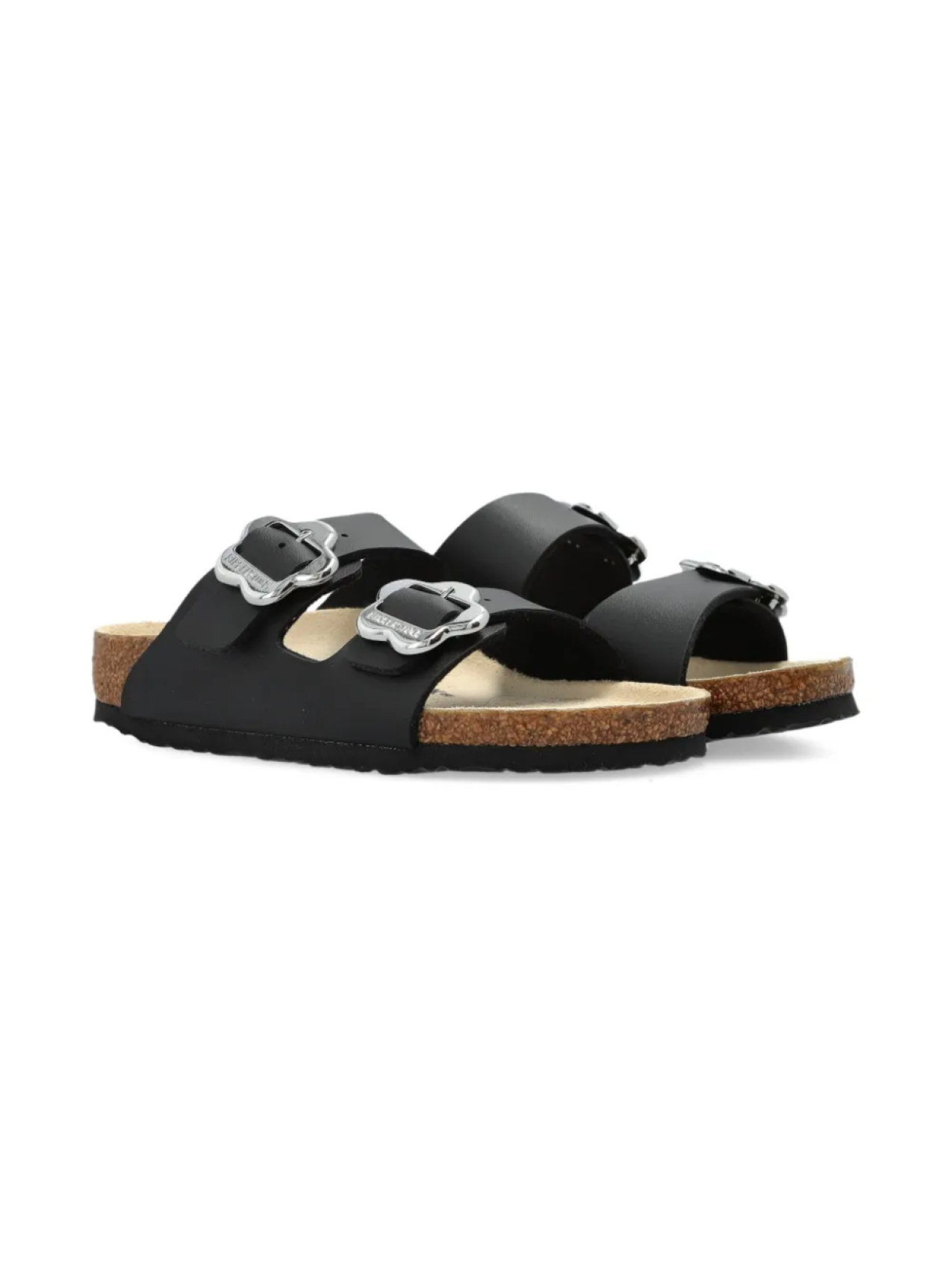 Сандалии Arizona Flowers с двумя пряжками Birkenstock Kids, черный — фото 2