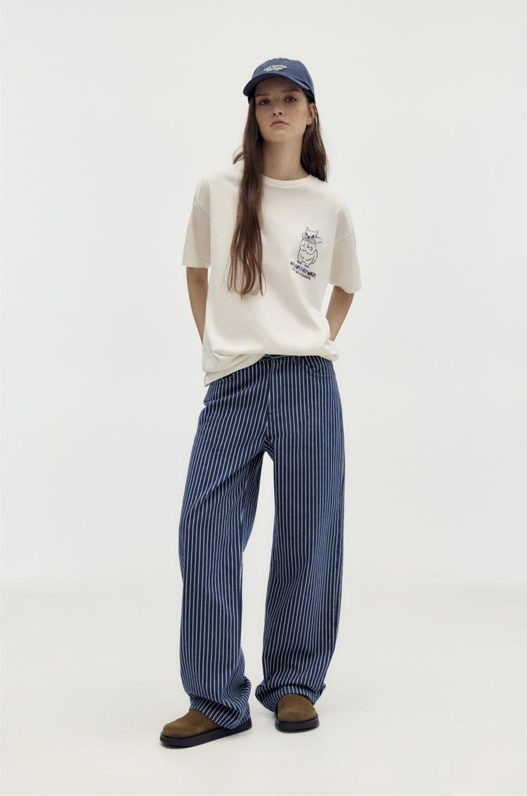 

Футболка с рисунком белки Pull And Bear, белый