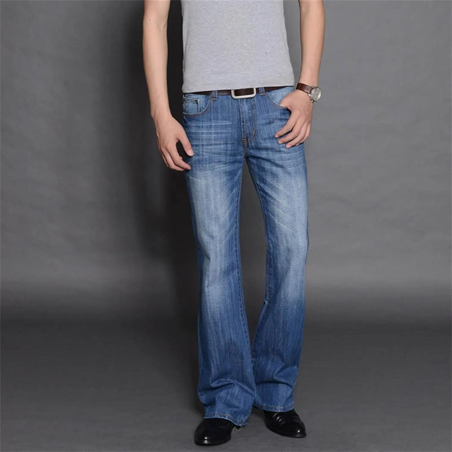 Джинсы клеш, винтажные, Men's Vintage Flared Jeans, синие — фото 2