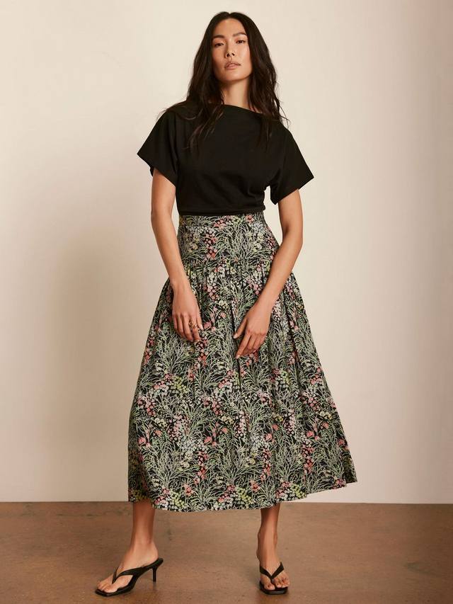 

Юбка миди с цветочным принтом Mint Velvet, Green/Multi