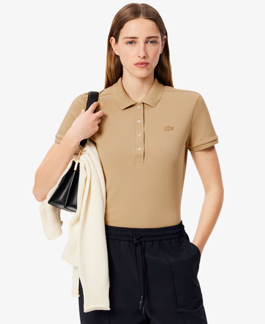 

Женская поло-рубашка LACOSTE с коротким рукавом, приталенного кроя LACOSTE USA, Dark Beige