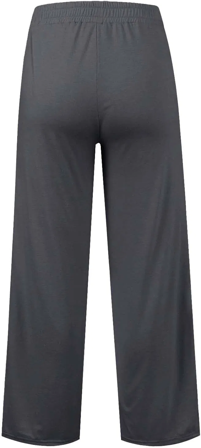 Женские спортивные брюки, широкие, с завышенной талией, на кулиске, 4-Dark Gray — фото 3