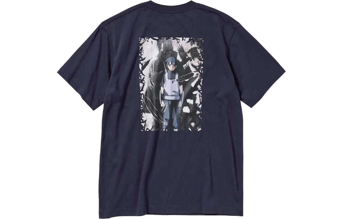 Футболка с кобрендинговой моделью Naruto, унисекс, темно-синяя Uniqlo, синий — фото 2