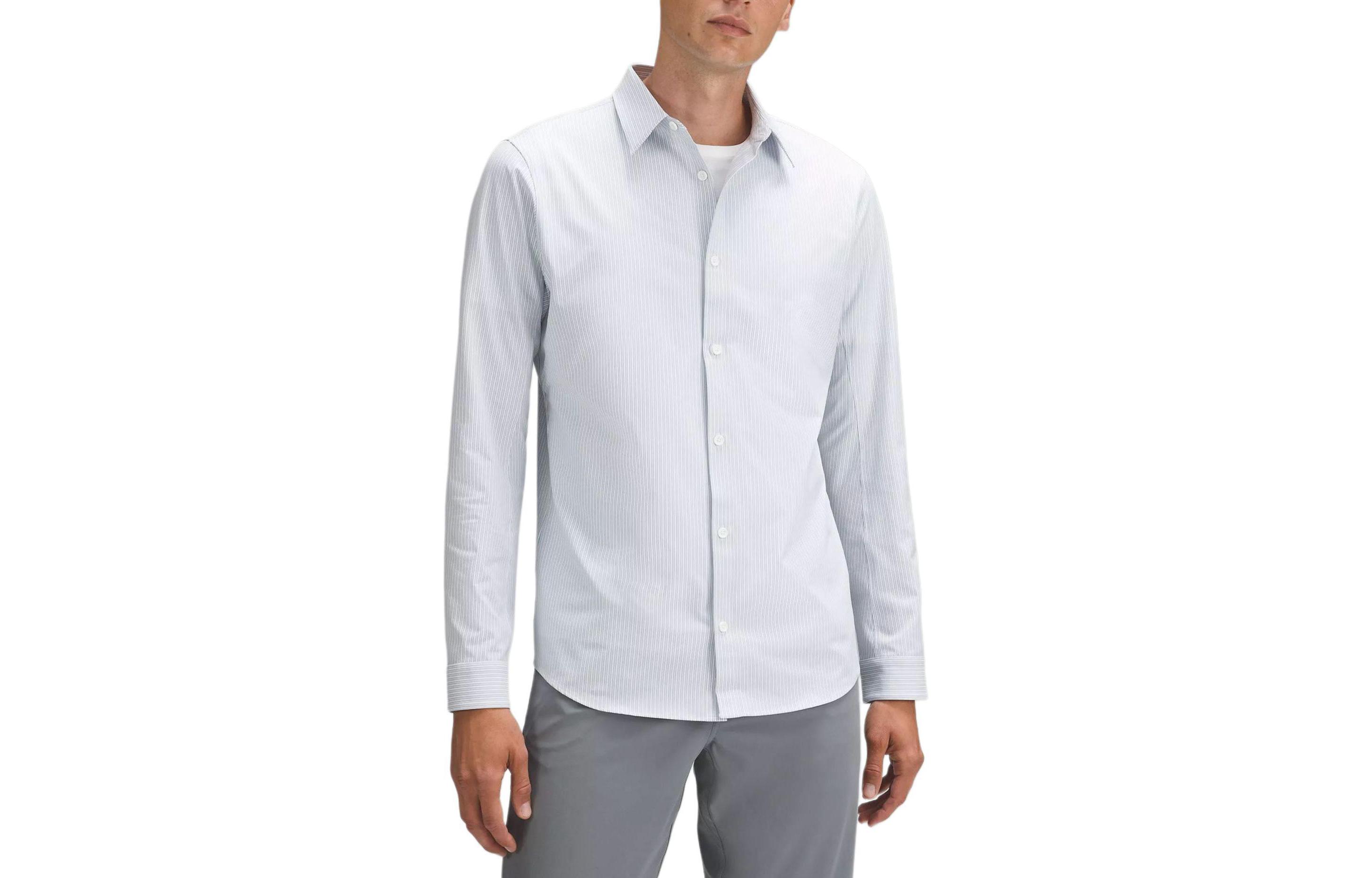 

Мужская рубашка New Venture Lululemon, Straight Stripes White Sheath Pink Peony
