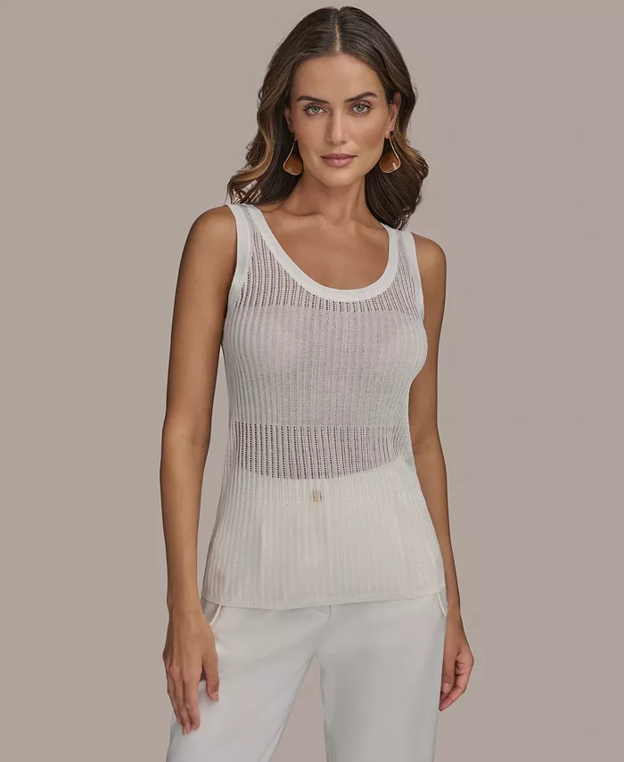 

Женский ребристый свитер Shell Donna Karan New York, коричневый/бежевый