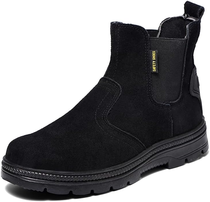 

Рабочие ботинки GUBANGDUN со стальным носком для мужчин, противоскользящие рабочие ботинки для сварщиков, защитные ботинки без шнурков для промышленного строительства, черный