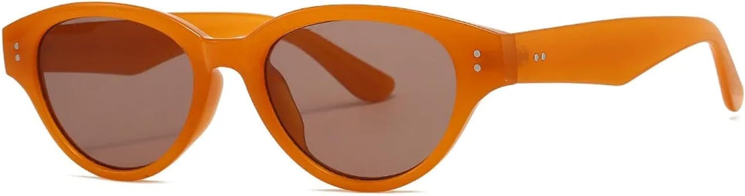 

Винтажные солнцезащитные очки «кошачий глаз» для женщин и мужчин. Популярные роскошные солнцезащитные очки в стиле панк с заклепками. Очки с защитой от УФ-излучения UV400 TKKTLLT, Orange Tea