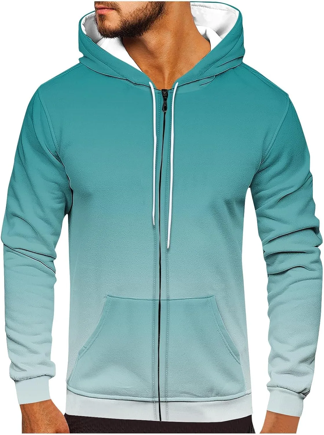 

Мужская толстовка с капюшоном, градиентный принт, на молнии, с карманами AGWOLF