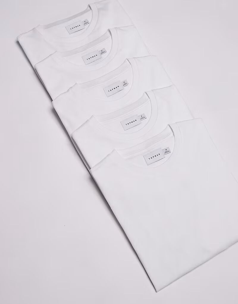 

Topman 5 обычных футболок белого цвета