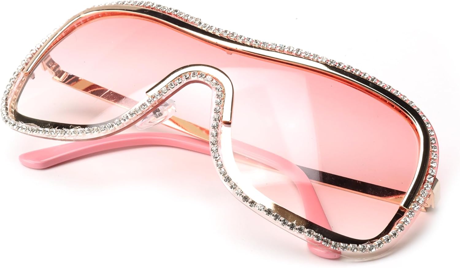 

bullabulling Модные квадратные солнцезащитные очки со стразами - Квадратные солнцезащитные очки с бриллиантовым блеском, защита от УФ-излучения UV400 для вечеринок и вождения, для женщин и мужчин, Pink