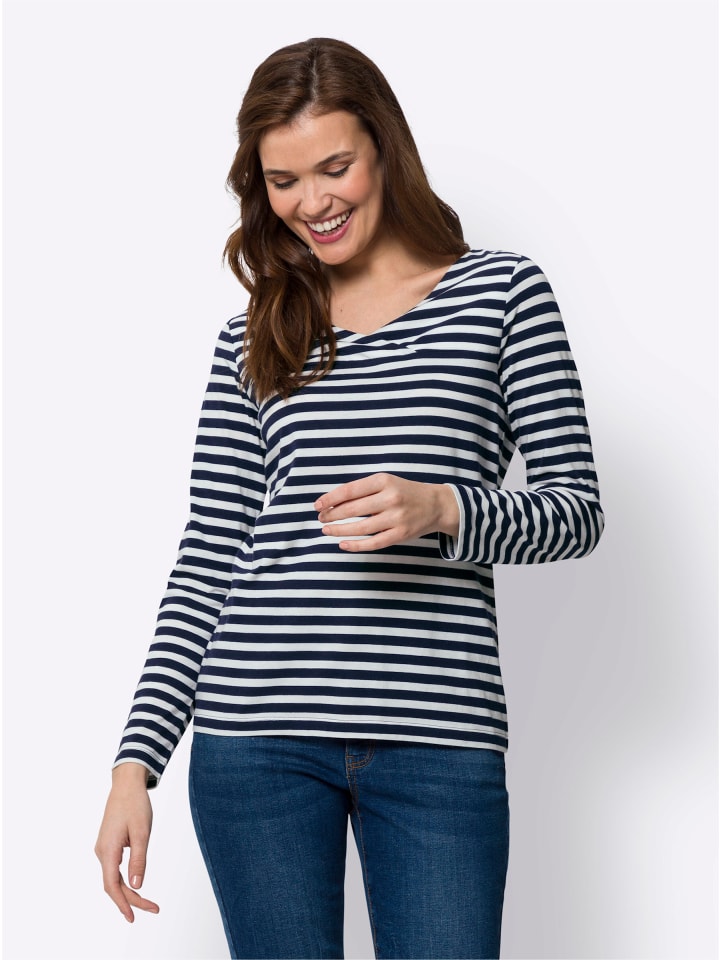 

Полосатая рубашка темно-синего и экрю цвета Heine