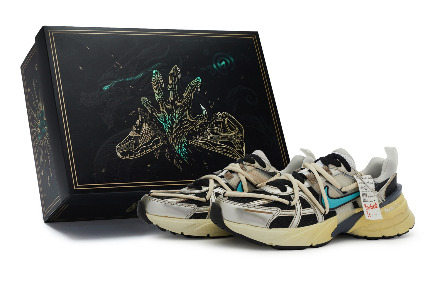 

Nike V2K Run Амортизирующие противоскользящие кроссовки унисекс черный серебристый синий желтый, цвет Black Silver Blue Yellow