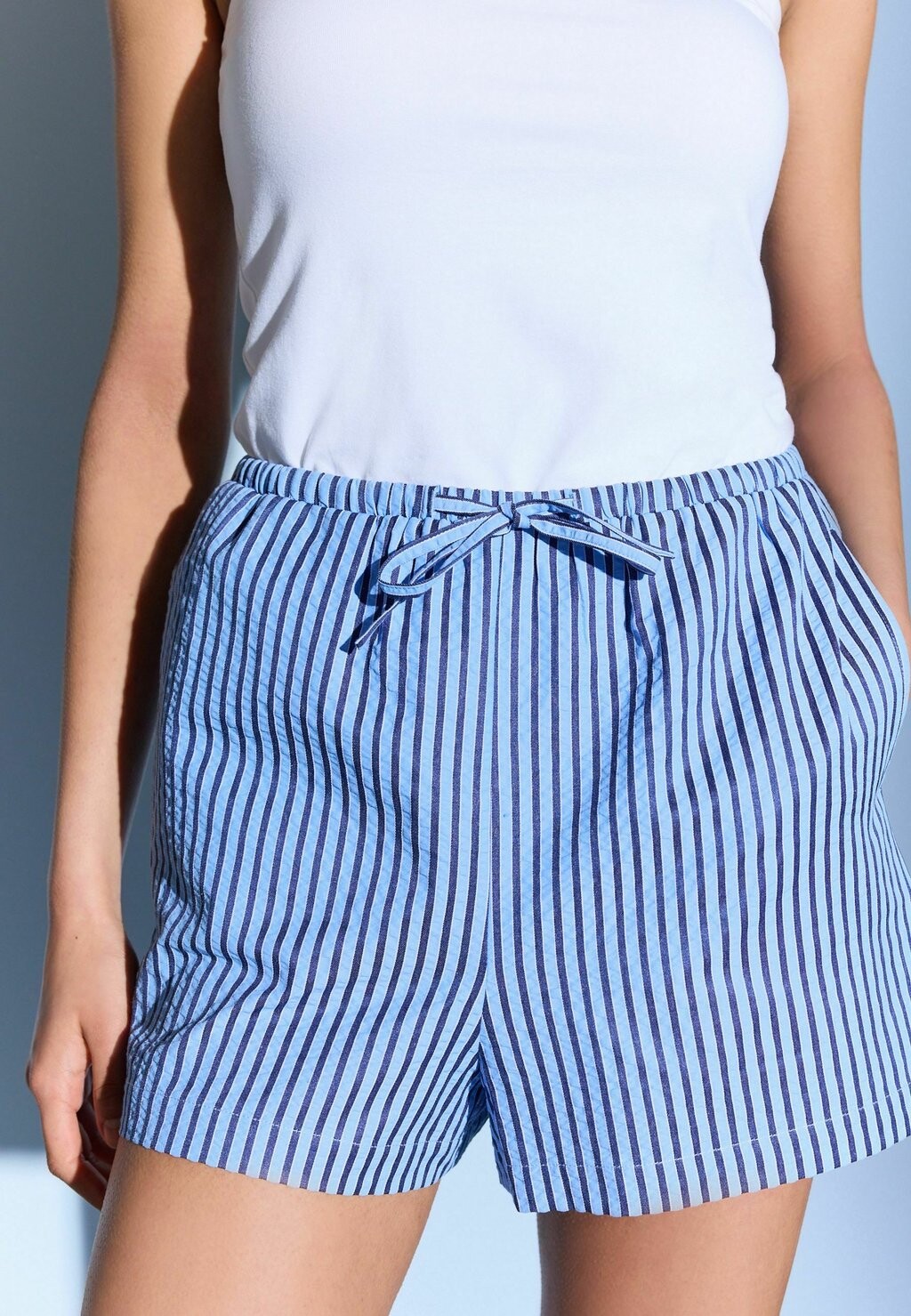 

Шорты Textured Stripe Tie Waist Regular Fit Next, синие