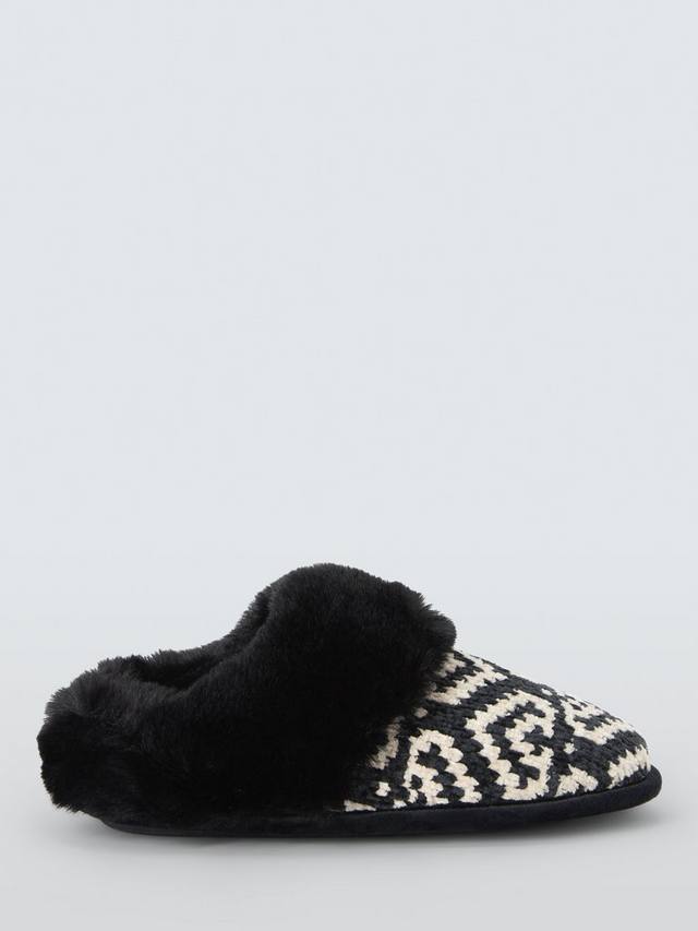 Монохромные тапочки-мулесы Chenille John Lewis, Black/White